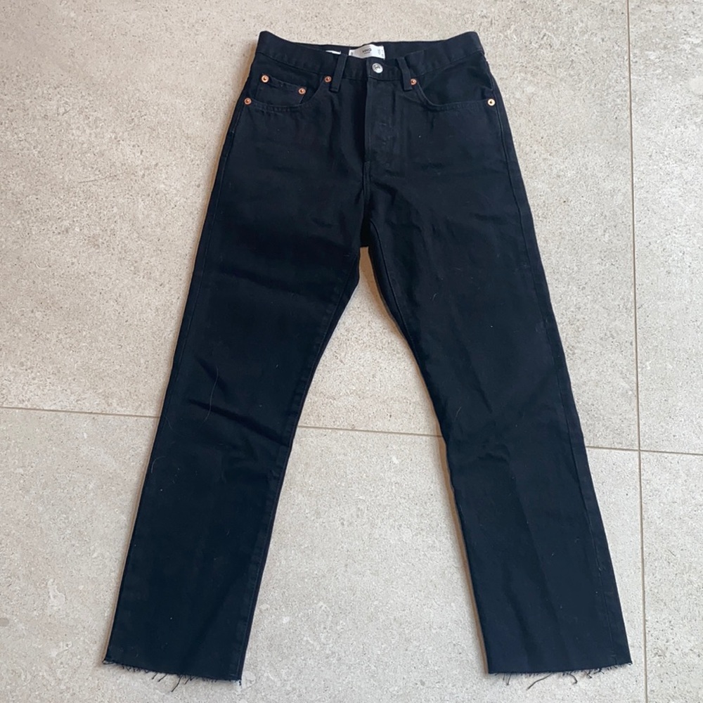 Black Mango high waist straight jeans